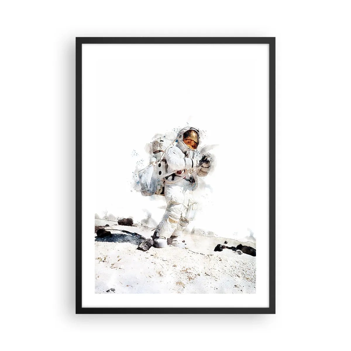 Poster in black frame - An astronaut in a spacesuit on the surface of the moon - 50x70cm - Messenger of the Earth - Modern wall decoration for the living room and bedroom ARTTOR