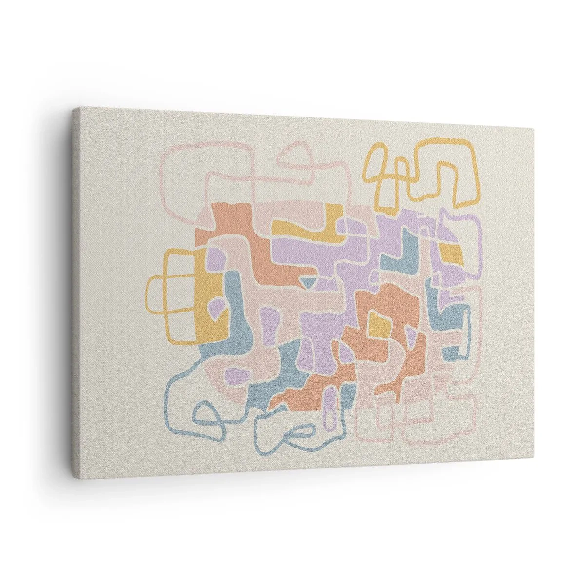 Canvas picture - Pastel abstract lines creating geometric patterns - 70x50cm - Maze - Joyful Adventure - Modern wall decoration for the living room and bedroom ARTTOR