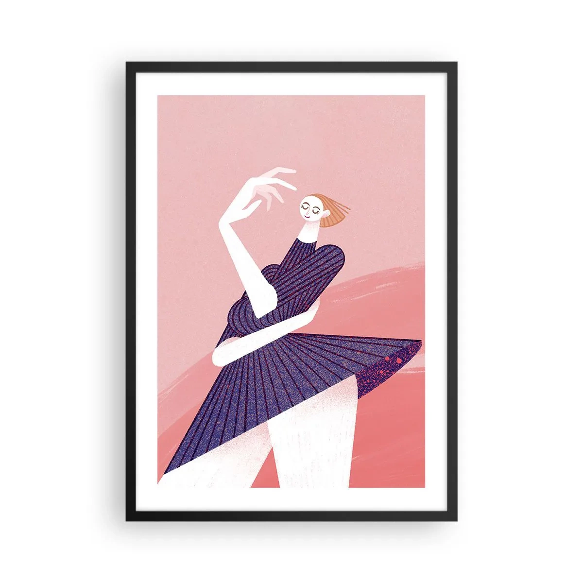 Poster in black frame - Abstract female silhouette in a dynamic pose - 50x70cm - Every Step Dancing - Modern wall decoration for the living room and bedroom ARTTOR
