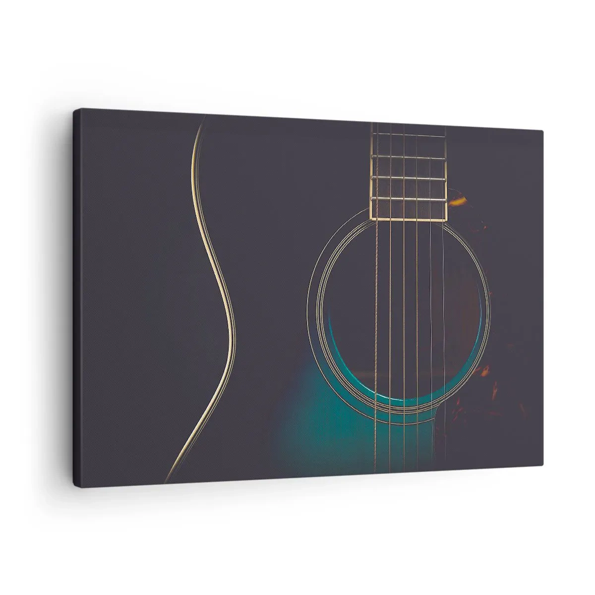 Canvas picture - Acoustic guitar in dark, elegant light - 70x50cm - A Moment Before It Sounds - Modern wall decoration for the living room and bedroom ARTTOR
