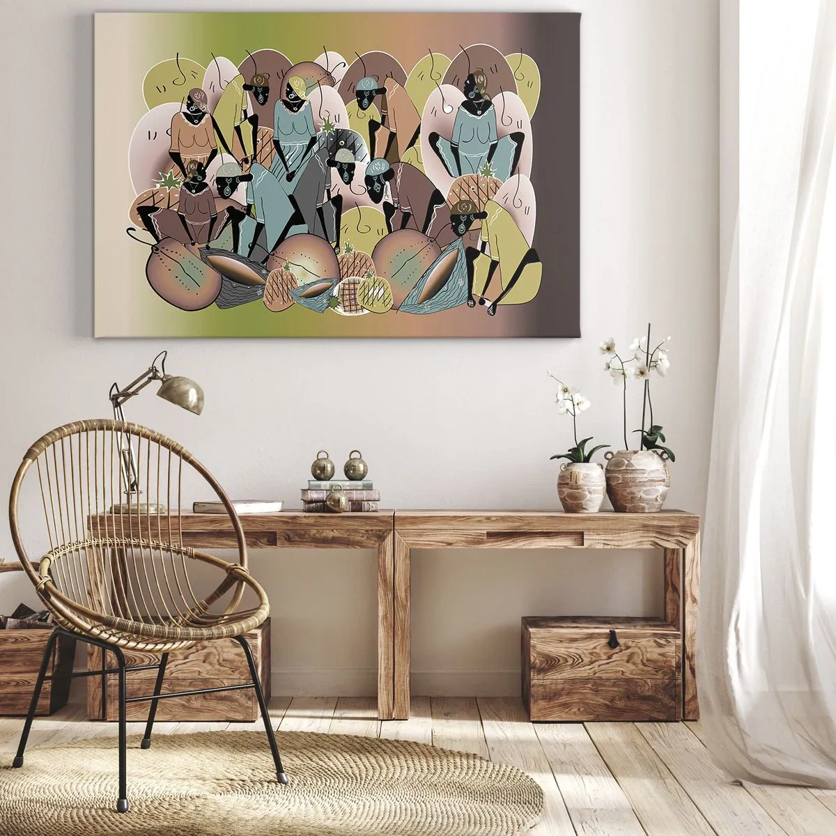 Canvas picture - A colorful abstract composition inspired by African culture - 70x50cm - Big Holiday Is Coming - Modern wall decoration for the living room and bedroom ARTTOR