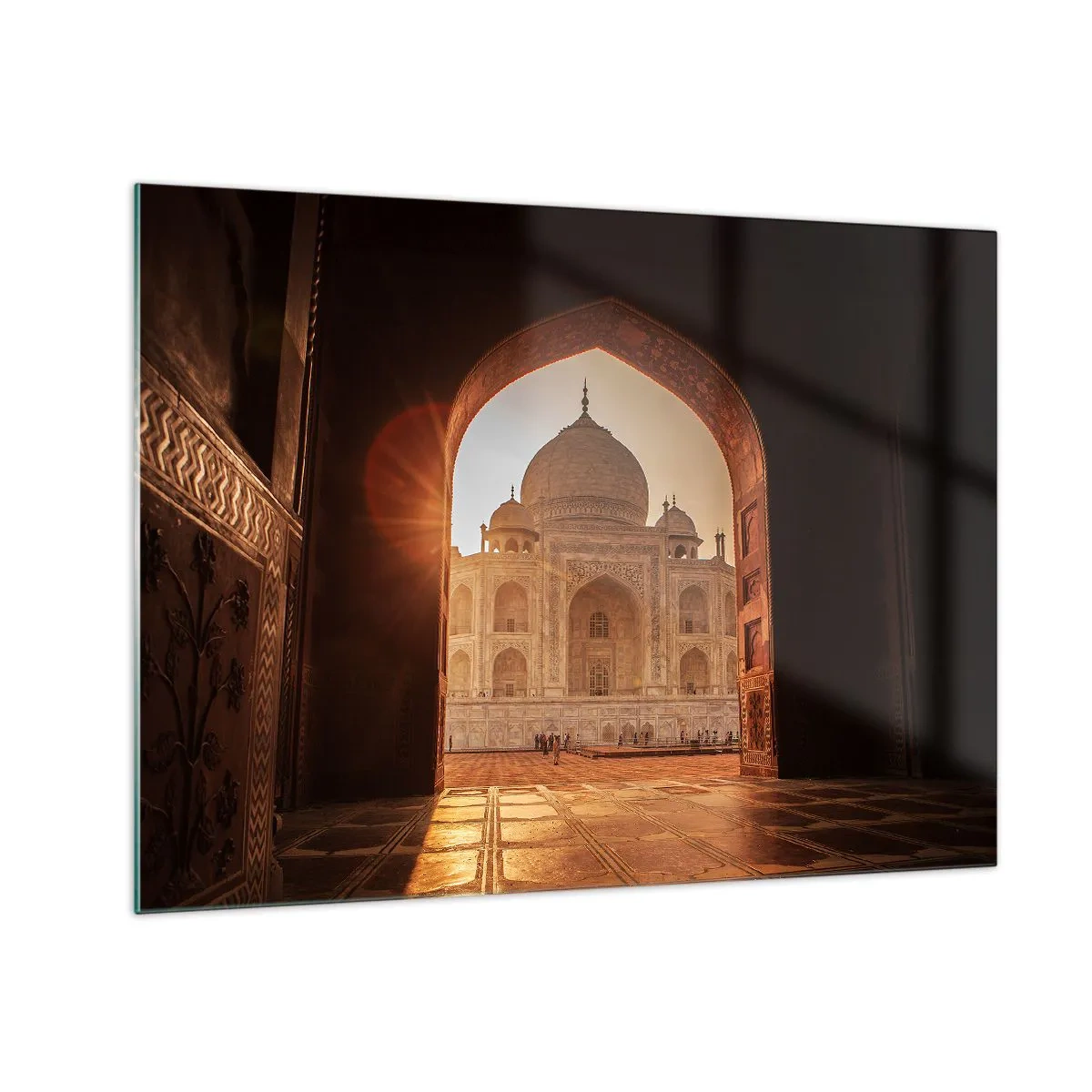 Glass picture - Sunset over a monumental building seen through an arch - 70x50cm - Monument of Unearthy Love - Modern wall decoration for the living room and bedroom ARTTOR