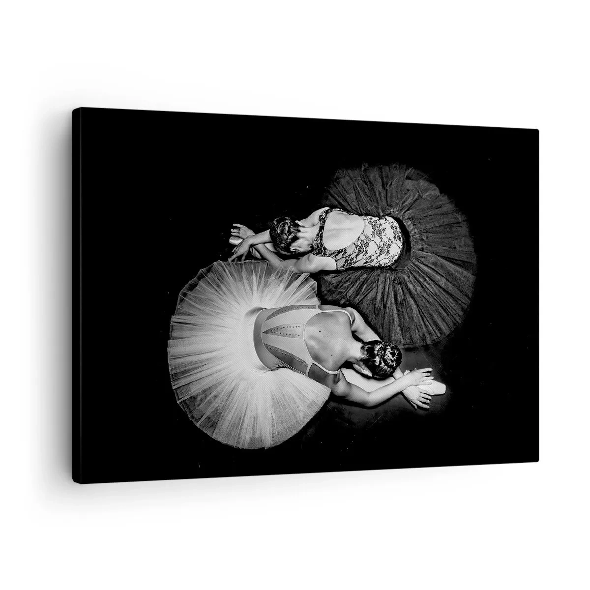 Canvas picture - A black and white image of two ballerinas in a dynamic pose. - 70x50cm - Yin and Yang - Ideal Balance - Modern wall decoration for the living room and bedroom ARTTOR