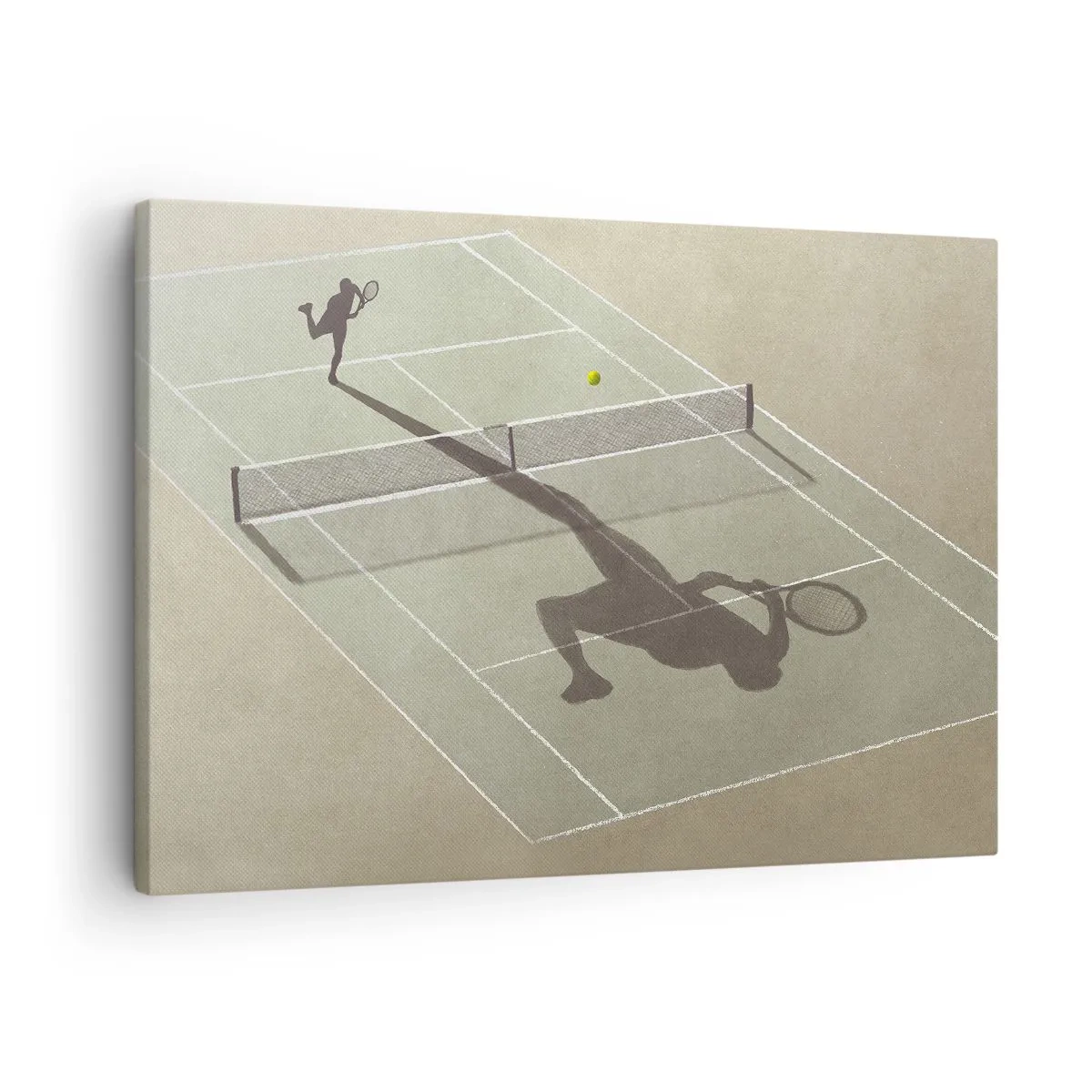 Canvas picture - The shadow of a tennis player on the court during a tennis game - 70x50cm - Overcoming Yourself - Modern wall decoration for the living room and bedroom ARTTOR