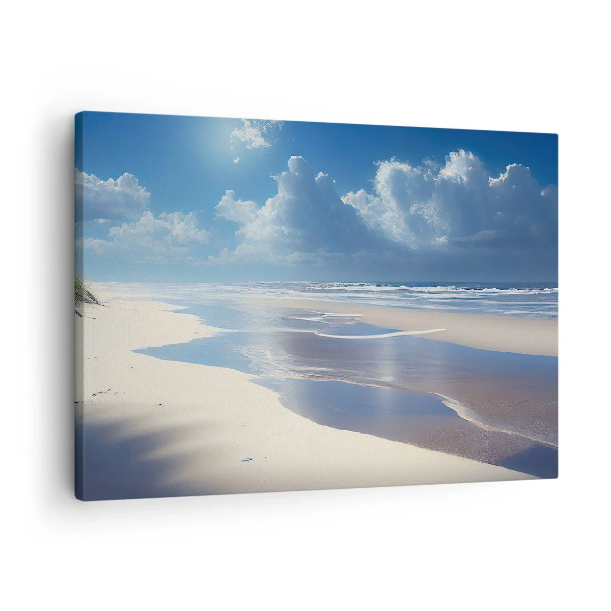 Canvas picture - A sandy beach with waves under a blue sky - 70x50cm - Paradise Holiday - Modern wall decoration for the living room and bedroom ARTTOR