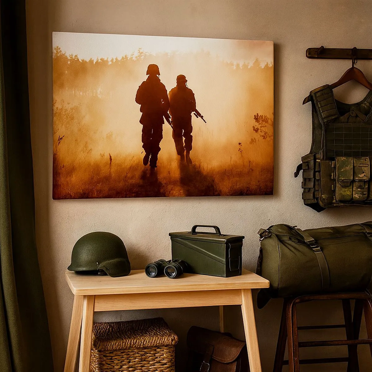 Canvas picture - Soldiers marching in the morning fog against a backdrop of nature - 70x50cm - Call of Duty - Modern wall decoration for the living room and bedroom ARTTOR