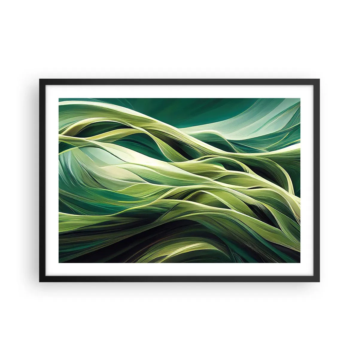 Poster in black frame - Abstract Playing Green - 70x50 cm