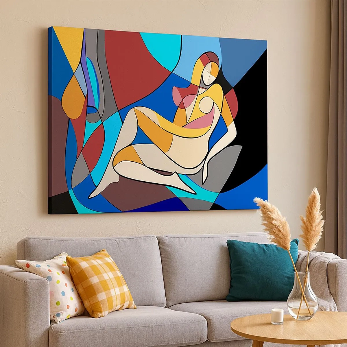 Canvas picture - Colorful nude in the cubist style - 70x50cm - Cubist Nude - Modern wall decoration for the living room and bedroom ARTTOR