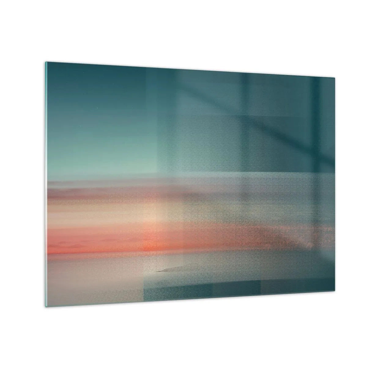 Glass picture - A pastel abstraction reminiscent of light waves at sunset. - 70x50cm - Abstract: Light Waves - Modern wall decoration for the living room and bedroom ARTTOR