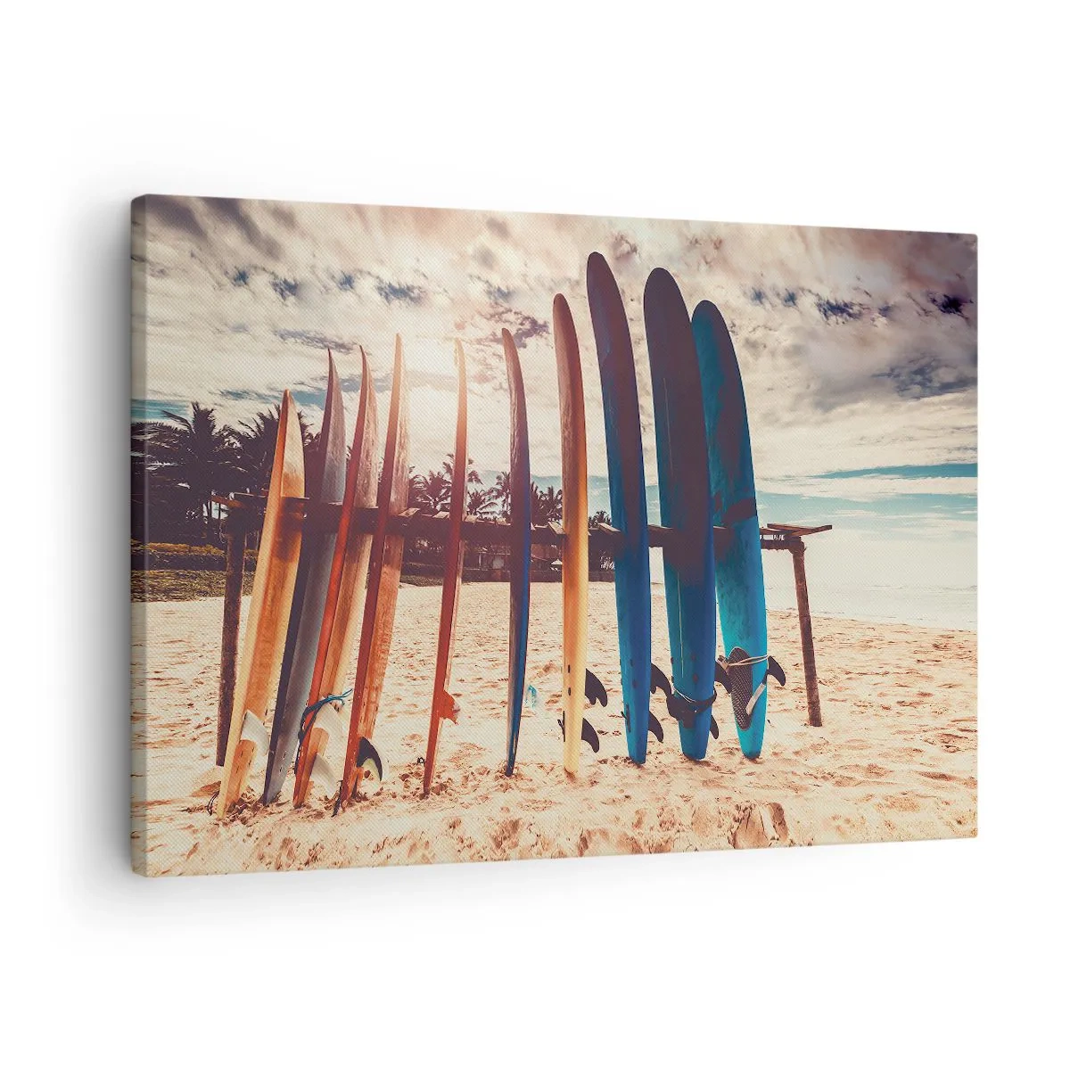 Canvas picture - Surfboards on the beach at sunset - 70x50cm - Goodnight, See You Tomorrow - Modern wall decoration for the living room and bedroom ARTTOR