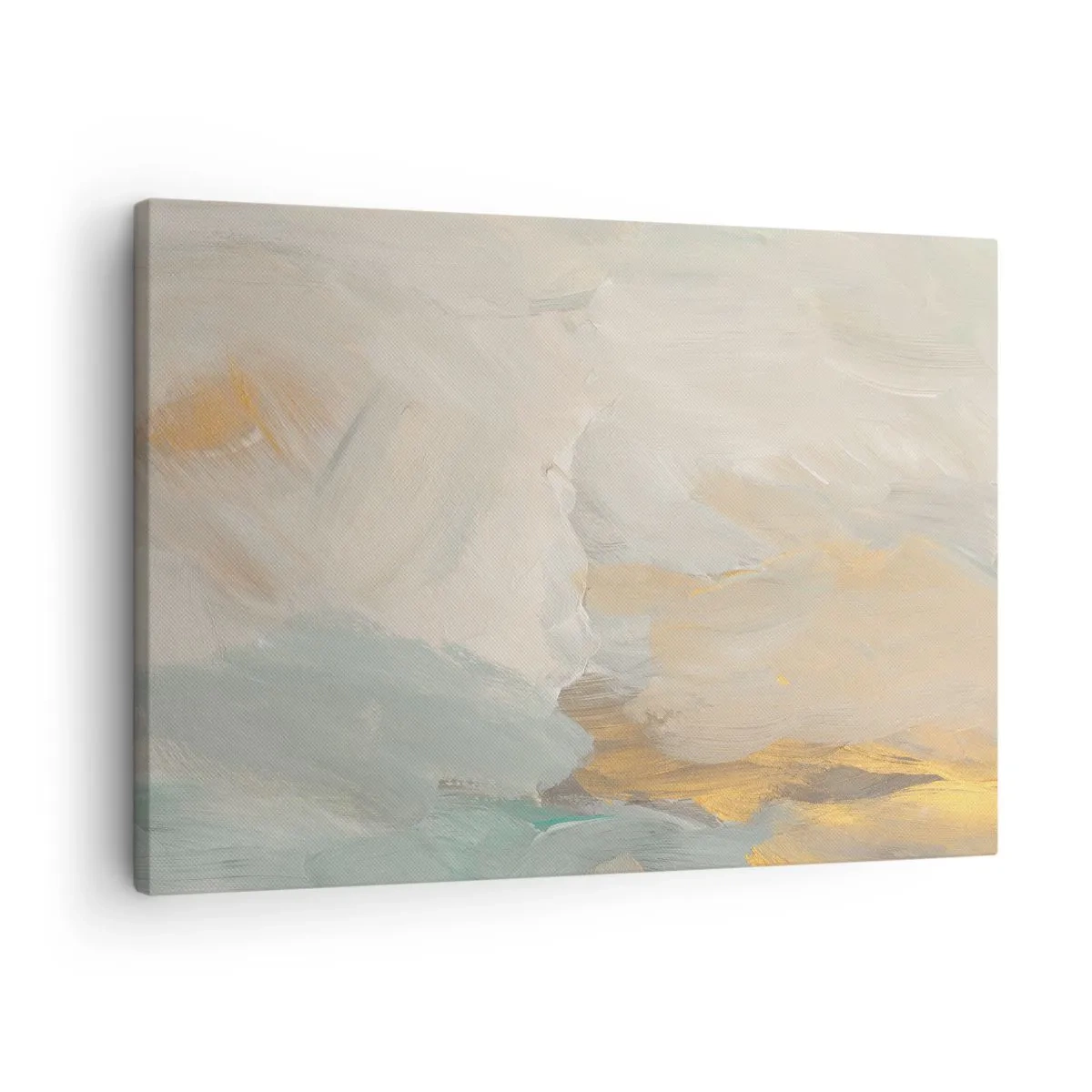Canvas picture - Delicate abstract strokes in shades of white and gold - 70x50cm - Abstract: Land of Gentleness - Modern wall decoration for the living room and bedroom ARTTOR