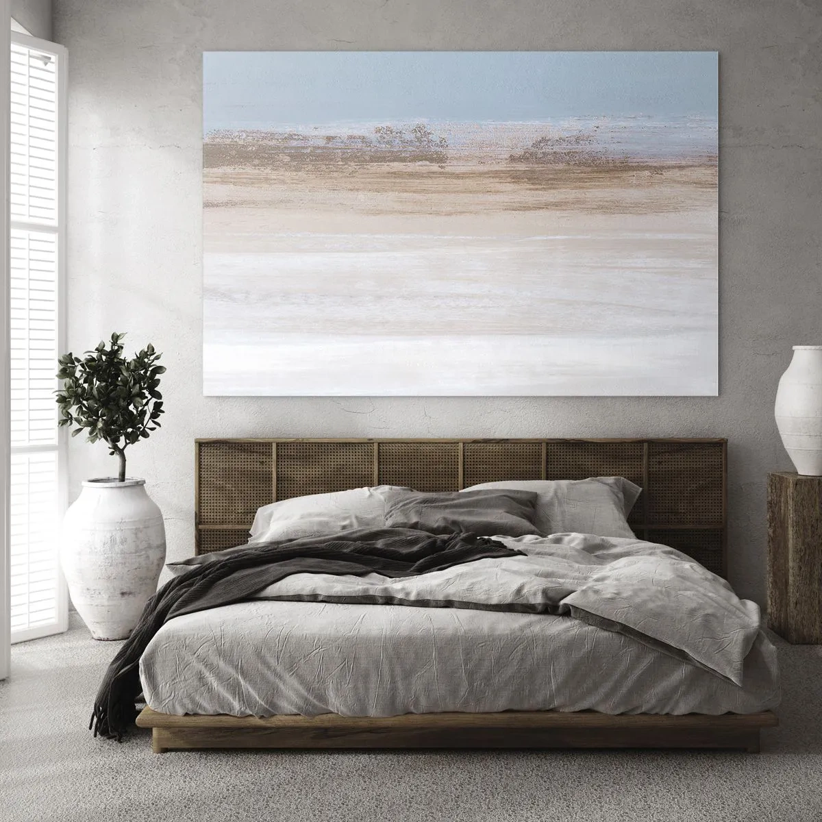 Glass picture - Abstract landscape with pastel sky and earth - 70x50cm - Ambiguous Landscape - Modern wall decoration for the living room and bedroom ARTTOR