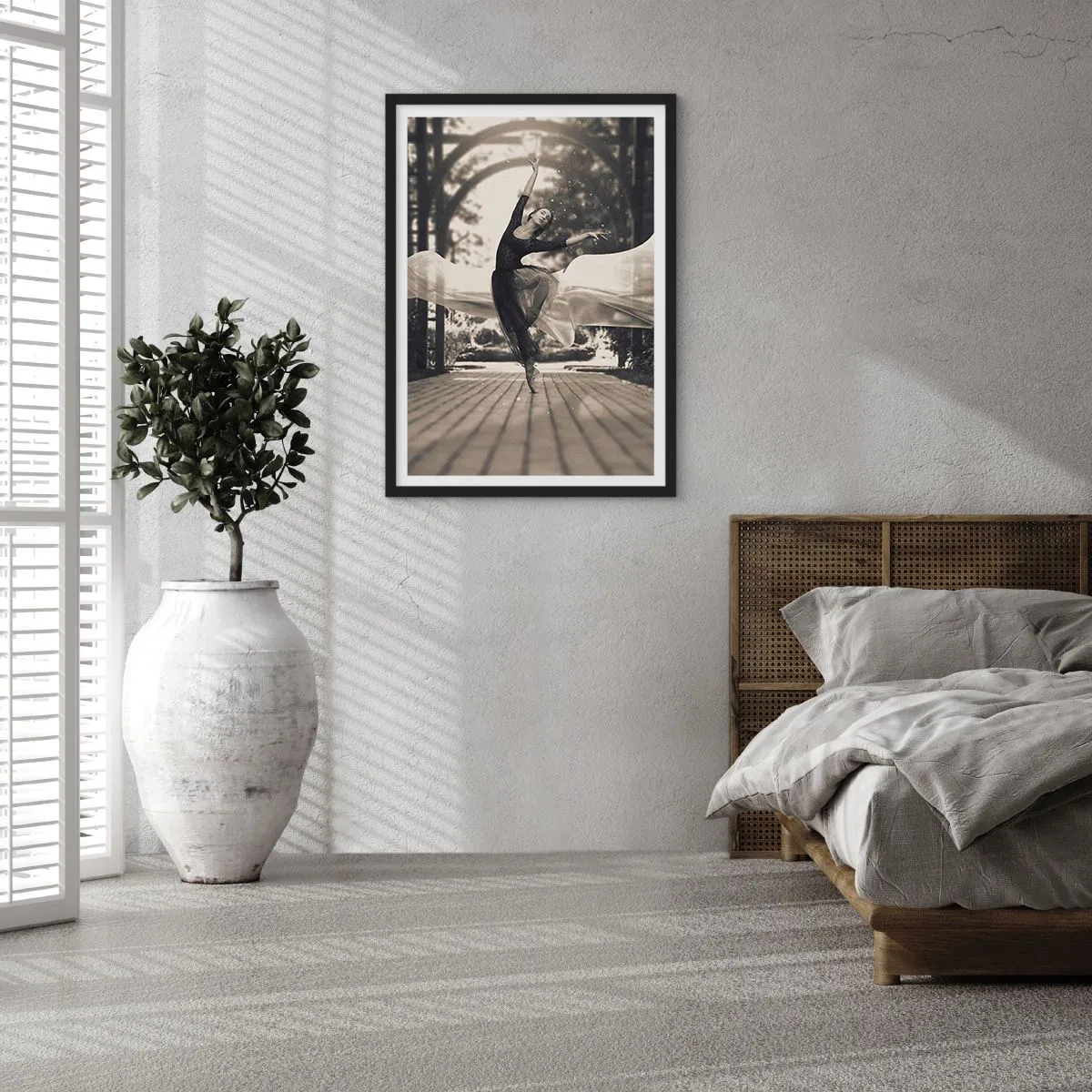 Poster in black frame - A dancer in ethereal movement in a garden setting - 50x70cm - Dance of the Garden Spirit - Modern wall decoration for the living room and bedroom ARTTOR