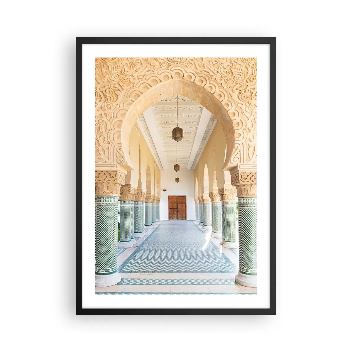 Poster in black frame - Photo of a decorated arcade corridor in an oriental style - 50x70cm - From Scheherazade's Tale - Modern wall decoration for the living room and bedroom ARTTOR