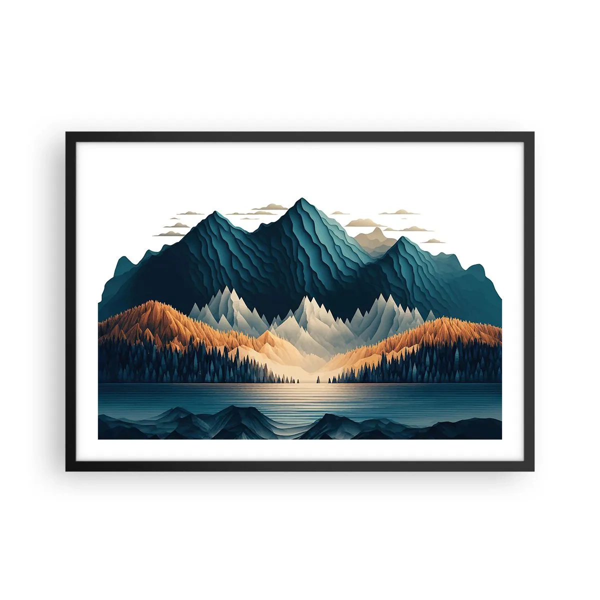 Poster in black frame - Perfect Mountain Landscape - 70x50 cm