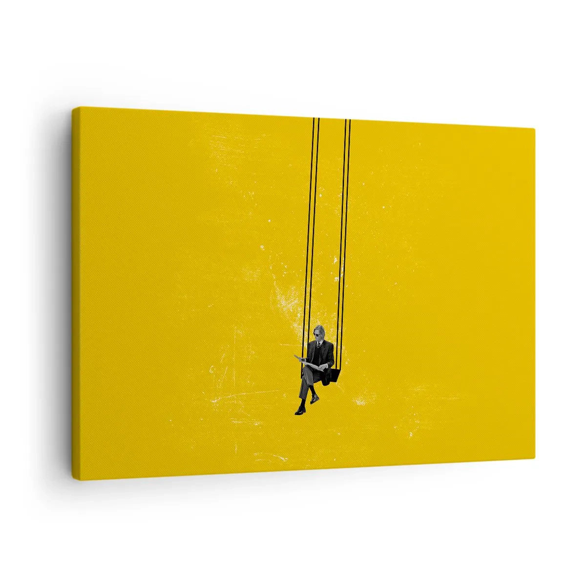 Canvas picture - A person on a swing against a background of intense yellow - 70x50cm - Day as a Any Other - Modern wall decoration for the living room and bedroom ARTTOR