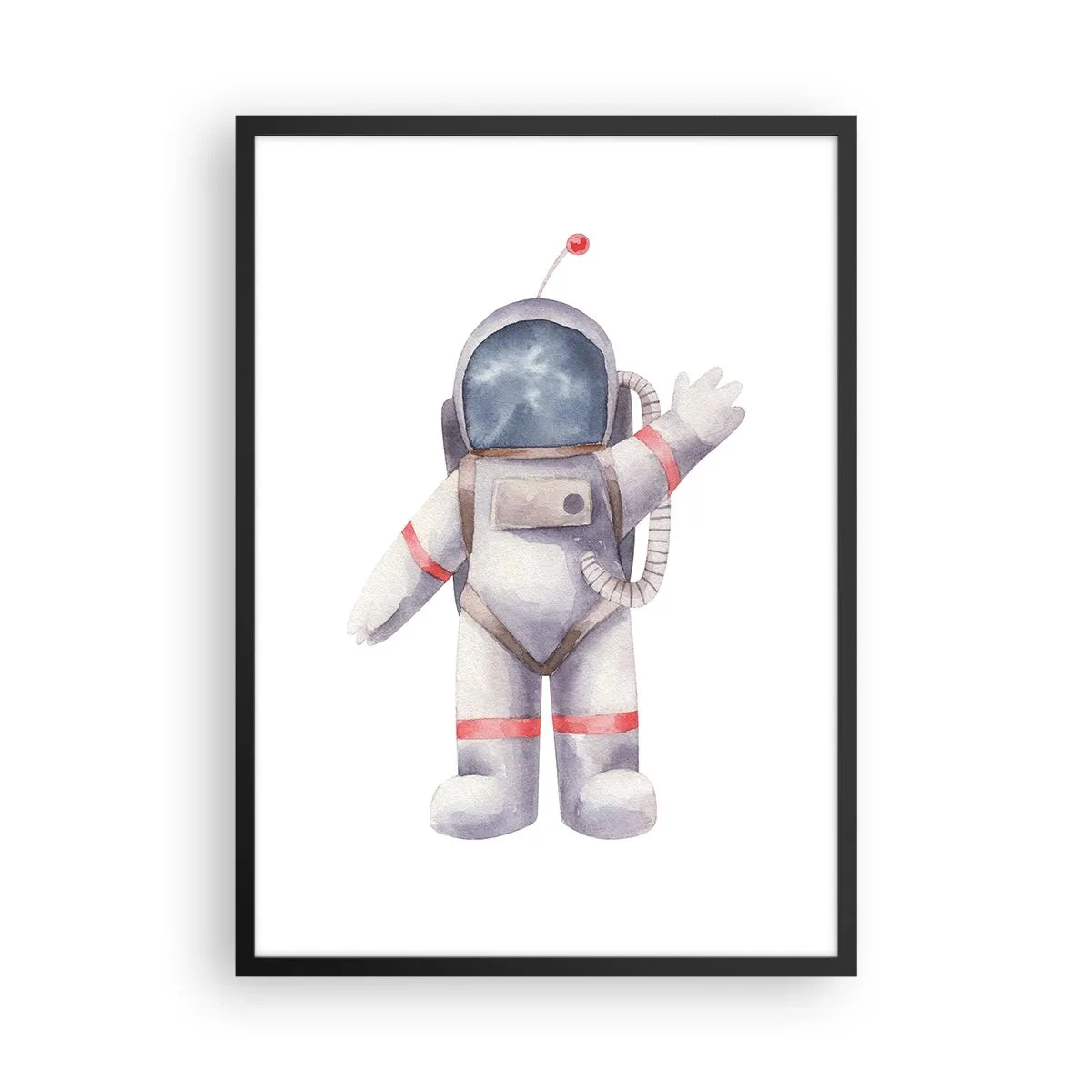 Poster in black frame - Watercolor astronaut waving in space illustration - 50x70cm - So Long! - Modern wall decoration for the living room and bedroom ARTTOR