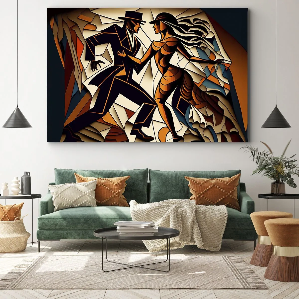 Canvas picture - dynamic couple dancing in an abstract form. - 70x50cm - Dance of Passion - Modern wall decoration for the living room and bedroom ARTTOR