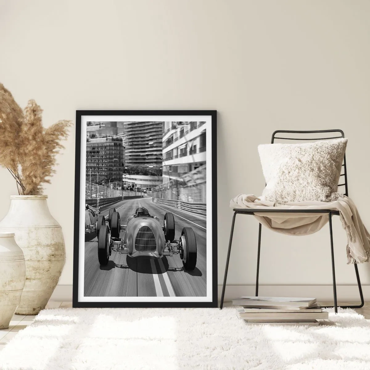 Poster in black frame - Historic Monte Carlo Motor Racing - 50x70cm - Long Time Ago in Monte Carlo - Modern wall decoration for the living room and bedroom ARTTOR