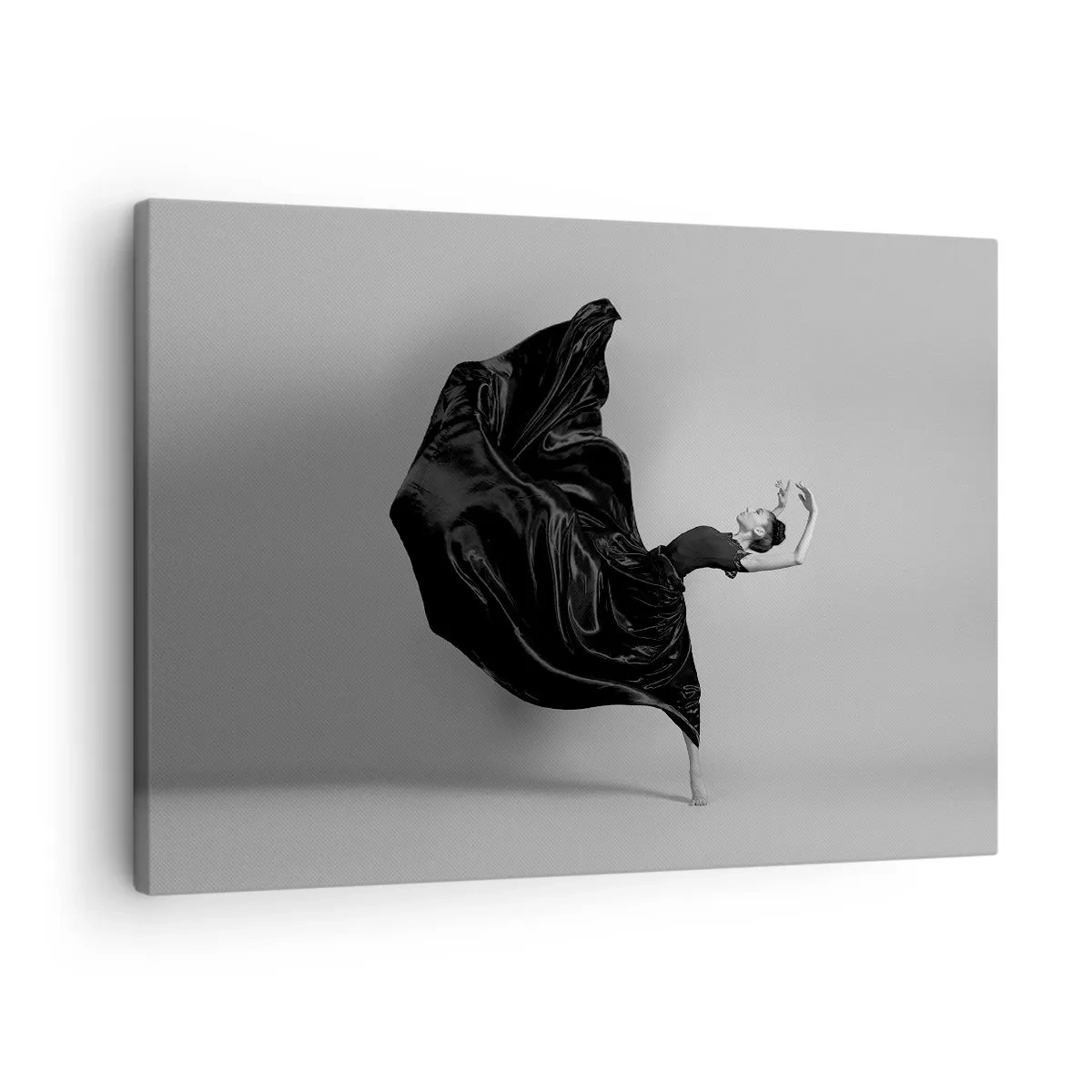 Canvas picture - An elegant dancer in a black dress in motion - 70x50cm - On the Wings of Music - Modern wall decoration for the living room and bedroom ARTTOR