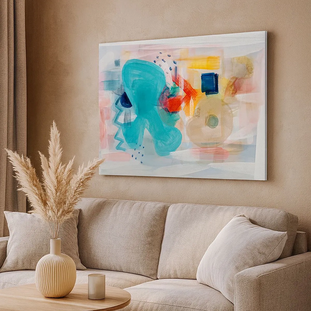 Canvas picture - Abstract shapes and colors create a dynamic composition - 70x50cm - Colourful Game - Modern wall decoration for the living room and bedroom ARTTOR