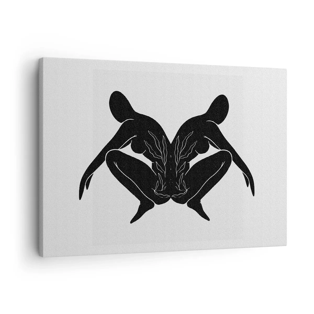Canvas picture - Black silhouettes in a symmetrical position on a white background - 70x50cm - Mutual Soul - Modern wall decoration for the living room and bedroom ARTTOR