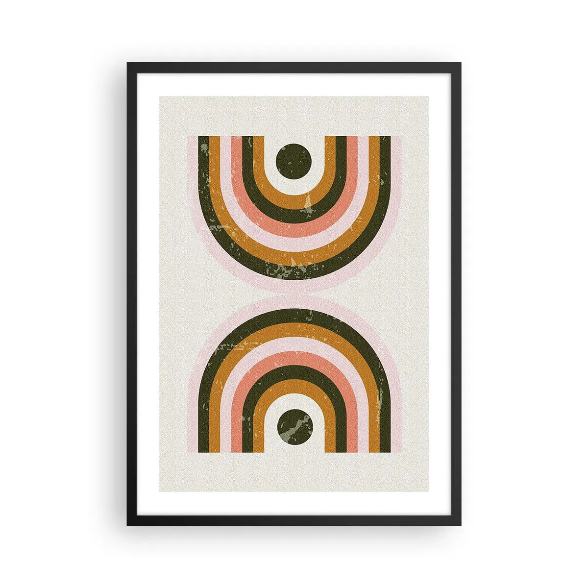 Poster in black frame - Geometric composition in retro style - 50x70cm - Twin Abstract - Modern wall decoration for the living room and bedroom ARTTOR