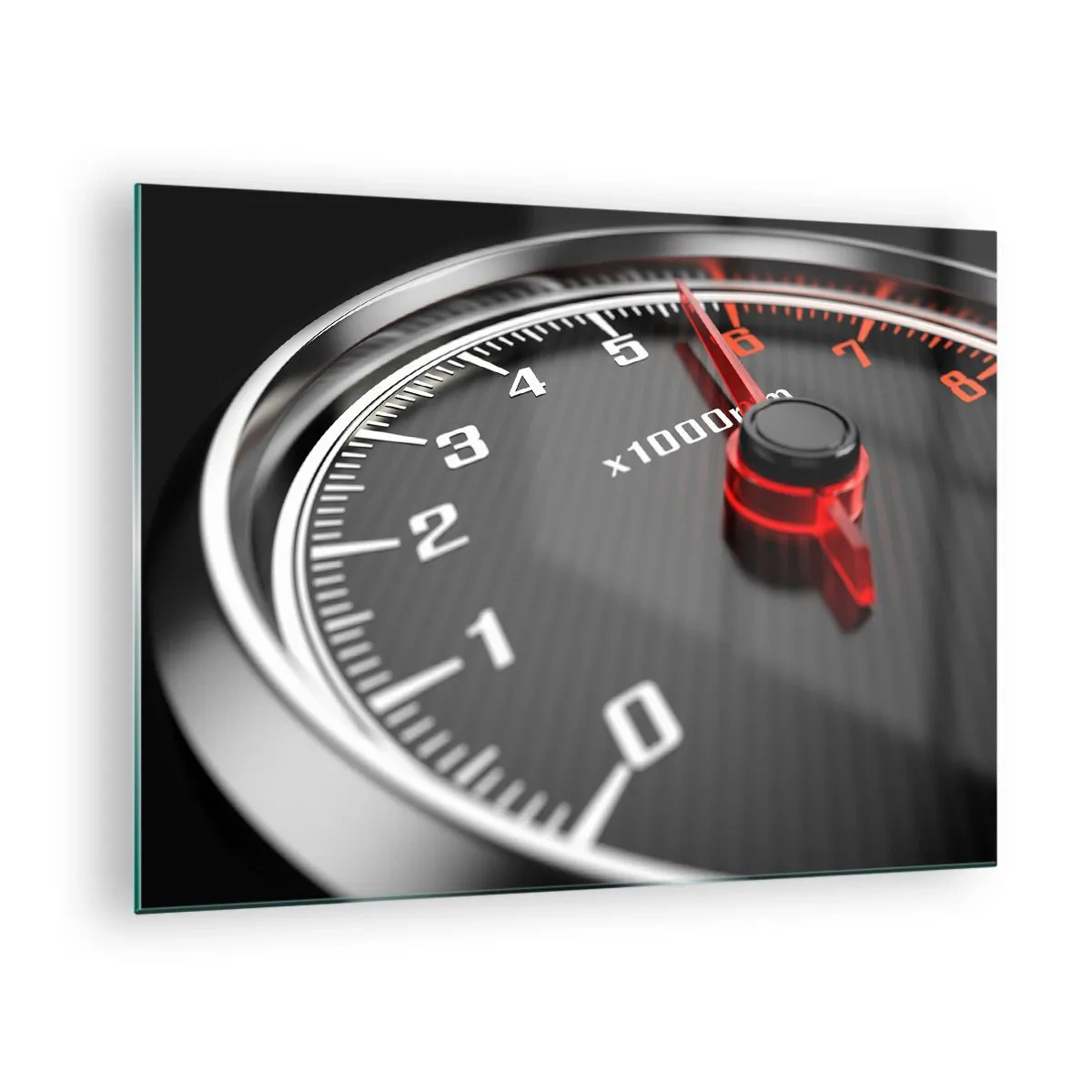 Glass picture - Tachometer in a sports car with a red indication - 70x50cm - Floor it - Modern wall decoration for the living room and bedroom ARTTOR