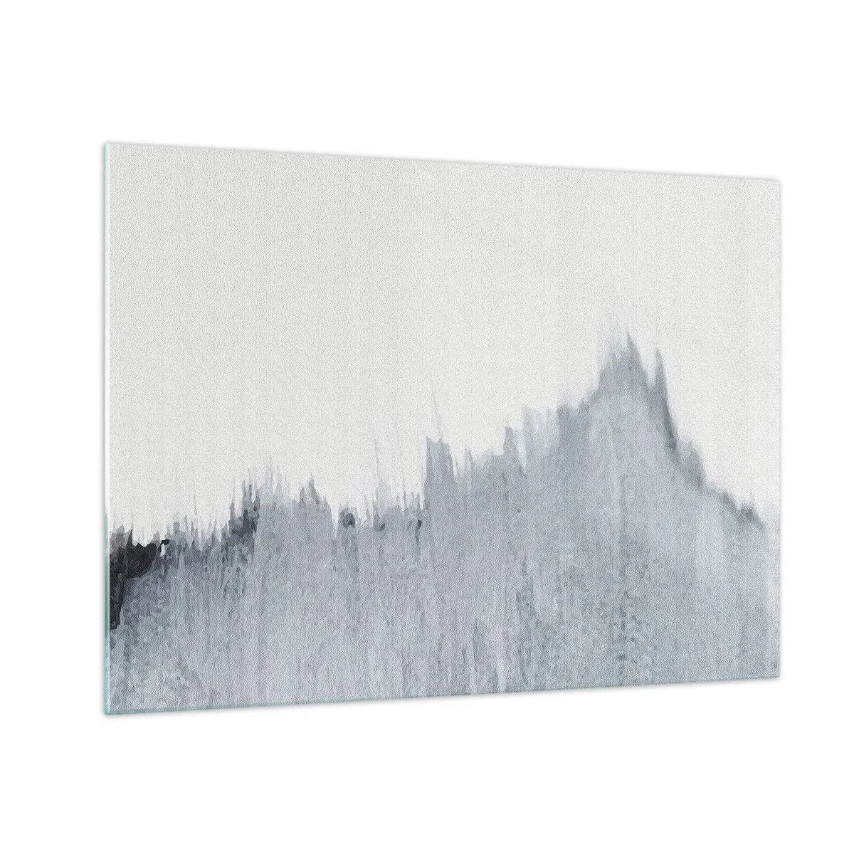 Glass picture - An abstract composition in shades of gray resembling a record against a white background. - 70x50cm - Mysterious Writing - Modern wall decoration for the living room and bedroom ARTTOR