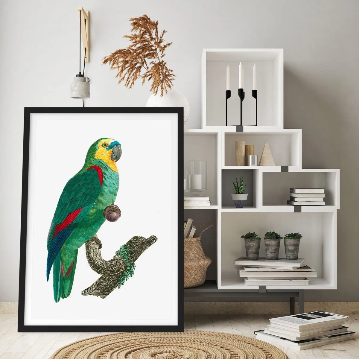 Poster in black frame - Parrot portrait - 50x70cm - Parrot Portrait - Modern wall decoration for the living room and bedroom ARTTOR