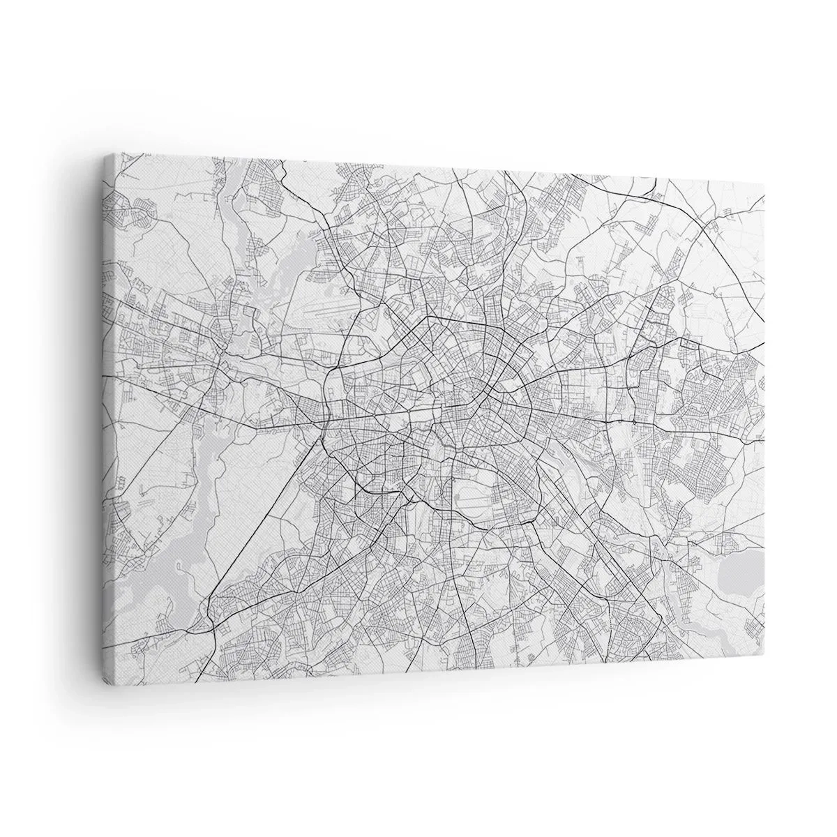 Canvas picture - Detailed black and white city map - 70x50cm - Flower of Berlin - Modern wall decoration for the living room and bedroom ARTTOR