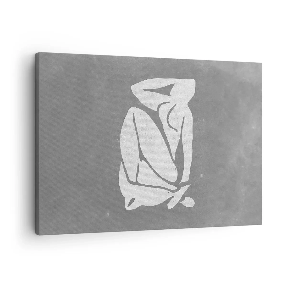 Canvas picture - A minimalist silhouette drawing on a gray background - 70x50cm - Lost in Thoughts - Modern wall decoration for the living room and bedroom ARTTOR